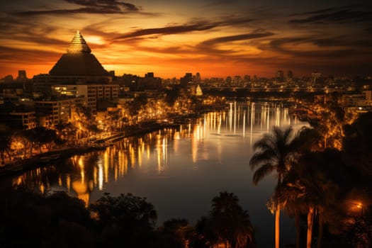 beautiful city in Egypt in sunset. ai generated