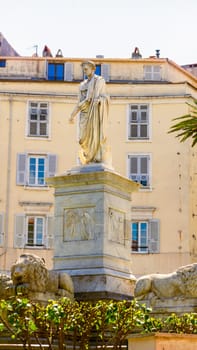 Foch Square and Bonaparte statue in Ajaccio, Corsica, France