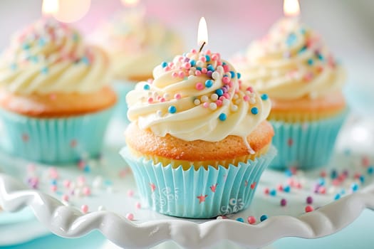 Desserts for a birthday party, pastel colors.