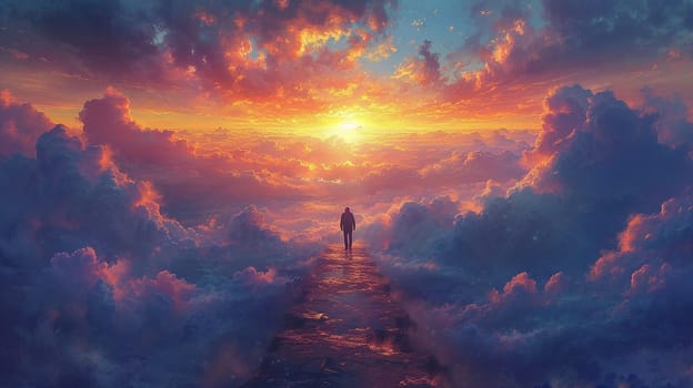 Way to the heaven. Professional inspiring art. High quality illustration