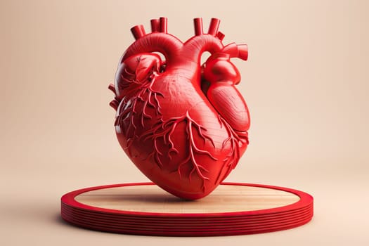 3D model of a human heart on a 3D podium.
