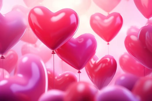 Glowing pink heart balloons create a soft and romantic environment, perfect for Valentine's Day or an anniversary.