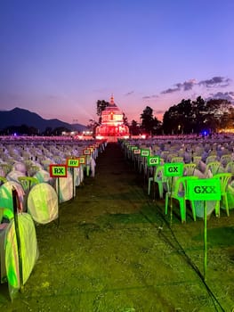 Sky lantern mass release event for Yee Peng and Loy Krathong festival in Chiang Mai, Thailand, south east asia