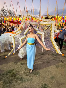 Sky lantern mass release event for Yee Peng and Loy Krathong festival in Chiang Mai, Thailand, south east asia