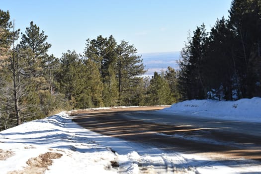 Winding Dirt Road, Winter in Sunshine Canyon, Colorado. High quality photo