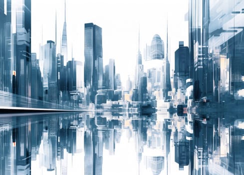 Abstract city background, cityscape and skyline double exposure comeliness