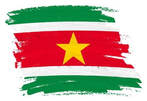 A Suriname flag background paint splash brushstroke 3d illustration with clipping path