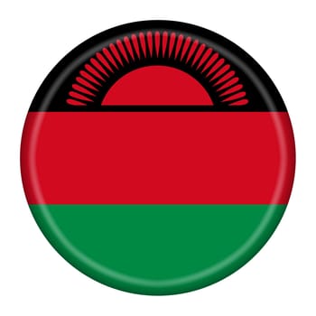 A Malawi flag button 3d illustration with clipping path rising sun red green black