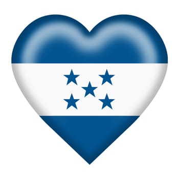 A Honduras flag heart button isolated on white with clipping path