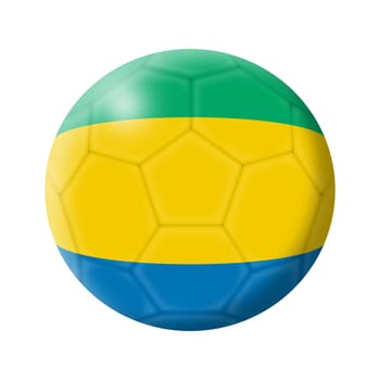 A Gabon soccer ball football 3d illustration isolated on white with clipping path