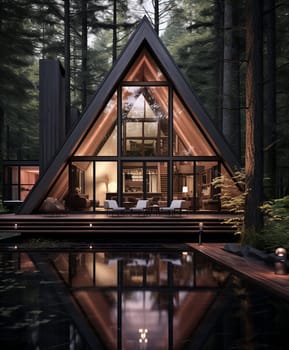 Luxury modular house exterior. 3d illustration.