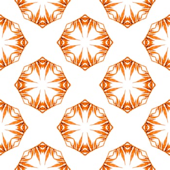 Organic tile. Orange lovely boho chic summer design. Textile ready symmetrical print, swimwear fabric, wallpaper, wrapping. Trendy organic green border.