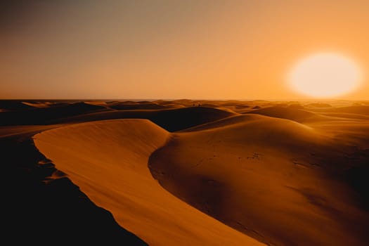 The dunes of Maspalomas on Gran Canaria at sunset. High quality photo