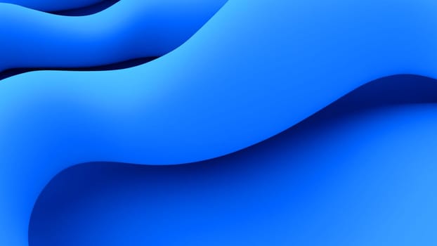 Abstract blue background with wavy lines and shadows. 3d rendering