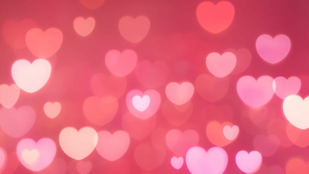 Heart Bokeh Background in Romantic Pink and Red