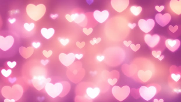 Romantic Bright Heart-Shaped Bokeh in Purple and Pink Hues