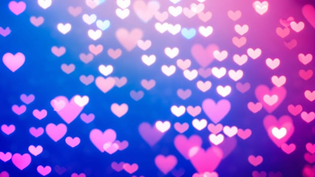 Magical Blue and Pink Bokeh Hearts for Dreamy Love Themes