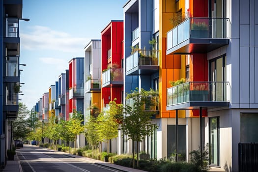 Modern development of a residential area with bright building facades.