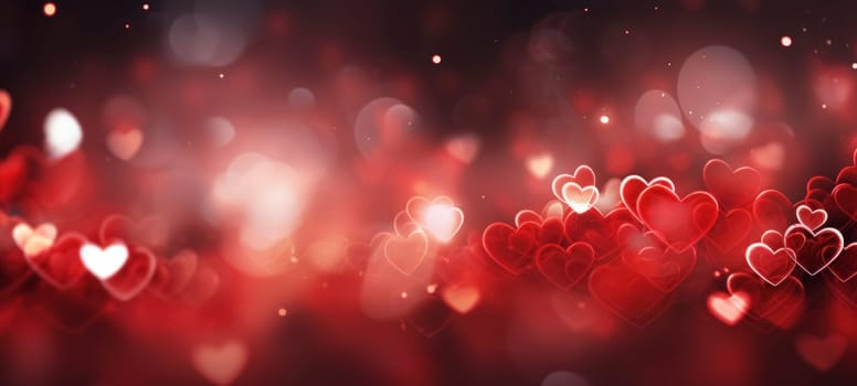 Romantic red hearts bokeh background, perfect for Valentine's Day or love-themed designs.