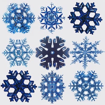 set of snowflakes. global colors used. elements grouped. Snowflake Decoration Christmas Winter set of snowflakes features unique and intricate designs, capturing the beauty and wonder of winter. High quality image