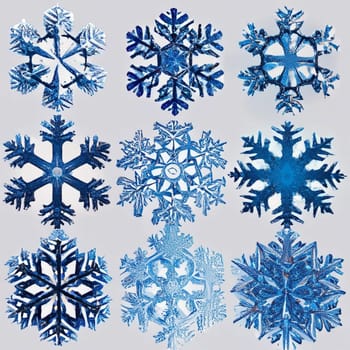 set of snowflakes. global colors used. elements grouped. Snowflake Decoration Christmas Winter set of snowflakes features unique and intricate designs, capturing the beauty and wonder of winter. High quality image