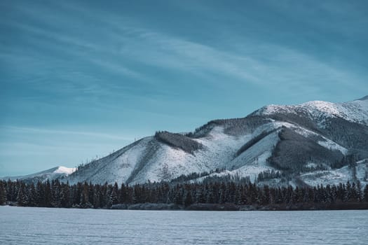 Winter mountain landscape of Low Tatras mountains in sunny beautiful weather, Slovakia