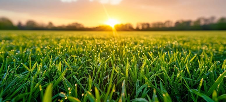 Green grass and sunlight banner background.