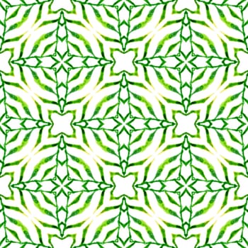 Chevron watercolor pattern. Green fetching boho chic summer design. Textile ready fresh print, swimwear fabric, wallpaper, wrapping. Green geometric chevron watercolor border.