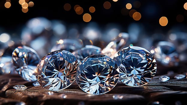 Gemstones diamond, diamond on a dark background with bokeh.