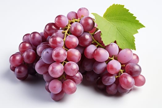 top view of red grapes isolated on white background, fruit from which wine is made.
