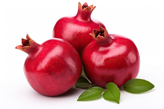 Pomegranate fruit isolated on white background close-up, pomegranate juicy fruit.