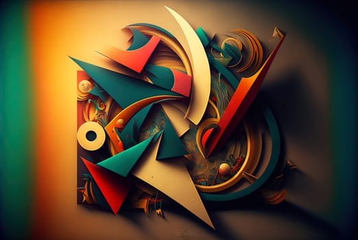 Abstract shapes retro composition in 20s avantrgarde or futurism style. Retro background with surreal mindbending figures. Generated AI