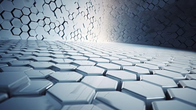 Abstract background with hexagonal tiles. Tech styled hex pattern. Generated AI