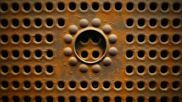 Abstract metallic grid background. Rusty industrial grid texture. Generated AI