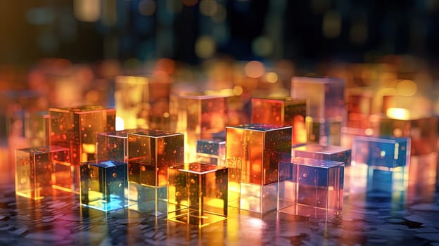 Abstract background with structure of cubes. Colorful cubes texture for technology backdrop. Generated AI