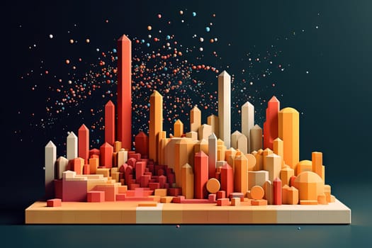 Abstract business graph in mountain style. Data bars concept element for business. Generated AI