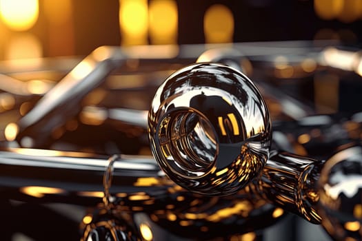 Abstract chrome pipes composition. Industry themed background with shiny metallic connected pipes. Generated AI
