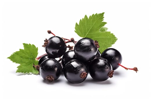 Black currant on background. Juicy black berries, fresh and sweet. Generated AI