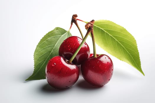 Cherry on background. Juicy red cherry, fresh and sweet. Generated AI