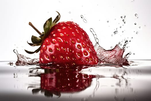 Strawberry on background. Juicy red berry, fresh and sweet. Generated AI