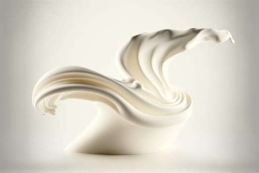 Milk splash with drops flying away. Splasj crown in the white milk. Generated AI