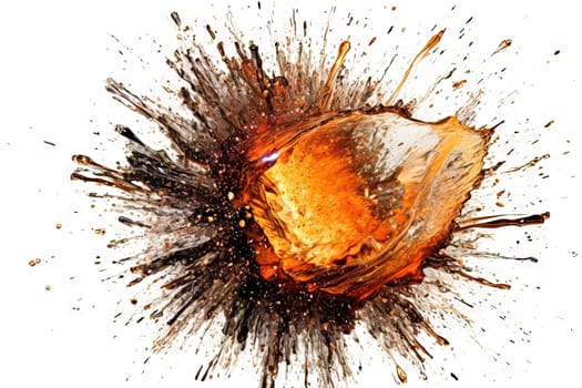 Abstract colorful powder explosion. Paint or cosmetics burst on white background. Generated AI
