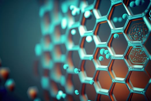 Abstract scientific background with hexagonal pattern. Technology and science abstraction with hex cells. Generated AI