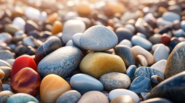 Explore the soothing beauty of an abstract sea texture background composed of smooth, round pebbles. A tranquil and harmonious visual experience.