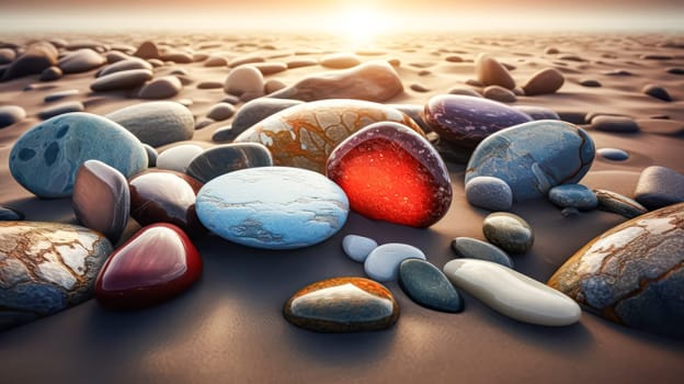 Explore the soothing beauty of an abstract sea texture background composed of smooth, round pebbles. A tranquil and harmonious visual experience.