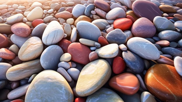 Explore the soothing beauty of an abstract sea texture background composed of smooth, round pebbles. A tranquil and harmonious visual experience.