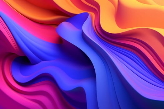 An abstract image of multicolored, wave-like folds resembling layered paper or fabric, creating a visual effect of fluid motion.