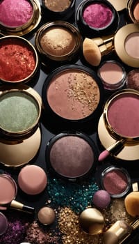 cosmetics glitter and makeup shadows. Fashion Selective focus.