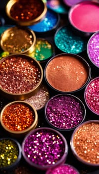 cosmetics glitter and makeup shadows. Fashion Selective focus.