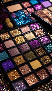 cosmetics glitter and makeup shadows. Fashion Selective focus.